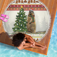 Merry Swissmas Marmot Santa Beach Blanket Switzerland Christmas Pattern LT9 - Wonder Print Shop
