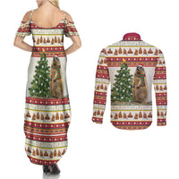 Merry Swissmas Marmot Santa Couples Matching Summer Maxi Dress and Long Sleeve Button Shirt Switzerland Christmas Pattern LT9 - Wonder Print Shop