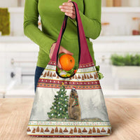 Merry Swissmas Marmot Santa Grocery Bag Switzerland Christmas Pattern