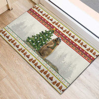 Merry Swissmas Marmot Santa Rubber Doormat Switzerland Christmas Pattern - Wonder Print Shop