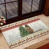 Merry Swissmas Marmot Santa Rubber Doormat Switzerland Christmas Pattern - Wonder Print Shop