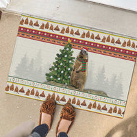 Merry Swissmas Marmot Santa Rubber Doormat Switzerland Christmas Pattern - Wonder Print Shop
