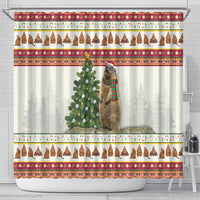 Merry Swissmas Marmot Santa Shower Curtain Switzerland Christmas Pattern