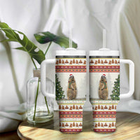 Merry Swissmas Marmot Santa Tumbler With Handle Switzerland Christmas Pattern - Wonder Print Shop