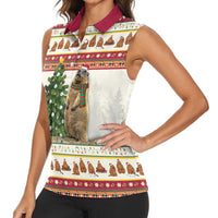 Merry Swissmas Marmot Santa Women Sleeveless Polo Shirt Switzerland Christmas Pattern - Wonder Print Shop