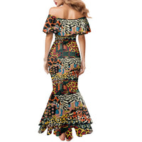 African Mixed Wild Animal Skins Family Matching Mermaid Dress and Hawaiian Shirt LT9 - Wonder Print Shop