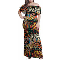 African Mixed Wild Animal Skins Family Matching Off Shoulder Maxi Dress and Hawaiian Shirt LT9 - Wonder Print Shop