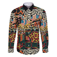 African Mixed Wild Animal Skins Family Matching Puletasi and Hawaiian Shirt - Wonder Print Shop