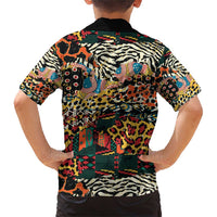 African Mixed Wild Animal Skins Family Matching Short Sleeve Bodycon Dress and Hawaiian Shirt - Wonder Print Shop