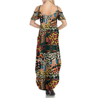 African Mixed Wild Animal Skins Family Matching Summer Maxi Dress and Hawaiian Shirt - Wonder Print Shop