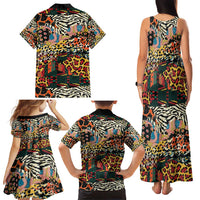 African Mixed Wild Animal Skins Family Matching Tank Maxi Dress and Hawaiian Shirt - Wonder Print Shop