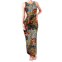 African Mixed Wild Animal Skins Family Matching Tank Maxi Dress and Hawaiian Shirt - Wonder Print Shop