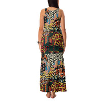 African Mixed Wild Animal Skins Family Matching Tank Maxi Dress and Hawaiian Shirt - Wonder Print Shop