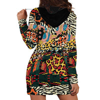 African Mixed Wild Animal Skins Hoodie Dress - Wonder Print Shop
