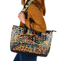 African Mixed Wild Animal Skins Leather Tote Bag - Wonder Print Shop
