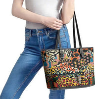African Mixed Wild Animal Skins Leather Tote Bag - Wonder Print Shop
