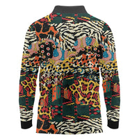 African Mixed Wild Animal Skins Long Sleeve Polo Shirt - Wonder Print Shop