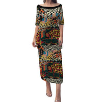 African Mixed Wild Animal Skins Puletasi - Wonder Print Shop