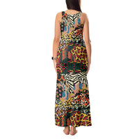 African Mixed Wild Animal Skins Tank Maxi Dress - Wonder Print Shop