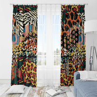 African Mixed Wild Animal Skins Window Curtain - Wonder Print Shop