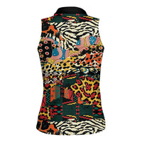 African Mixed Wild Animal Skins Women Sleeveless Polo Shirt - Wonder Print Shop