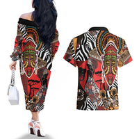 Beautiful African Women Ethnic Motifs Couples Matching Off The Shoulder Long Sleeve Dress and Hawaiian Shirt LT9 - Wonder Print Shop