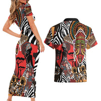 Beautiful African Women Ethnic Motifs Couples Matching Short Sleeve Bodycon Dress and Hawaiian Shirt LT9 - Wonder Print Shop