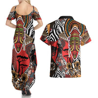 Beautiful African Women Ethnic Motifs Couples Matching Summer Maxi Dress and Hawaiian Shirt LT9 - Wonder Print Shop