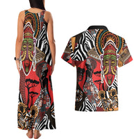 Beautiful African Women Ethnic Motifs Couples Matching Tank Maxi Dress and Hawaiian Shirt LT9 - Wonder Print Shop