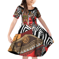 Beautiful African Women Ethnic Motifs Family Matching Off Shoulder Short Dress and Hawaiian Shirt LT9 - Wonder Print Shop
