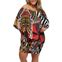 Beautiful African Women Ethnic Motifs Family Matching Off Shoulder Short Dress and Hawaiian Shirt LT9 - Wonder Print Shop