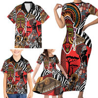 Beautiful African Women Ethnic Motifs Family Matching Short Sleeve Bodycon Dress and Hawaiian Shirt - Wonder Print Shop
