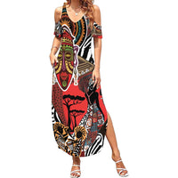 Beautiful African Women Ethnic Motifs Family Matching Summer Maxi Dress and Hawaiian Shirt - Wonder Print Shop