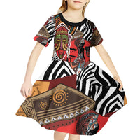 Beautiful African Women Ethnic Motifs Kid Short Sleeve Dress - Wonder Print Shop