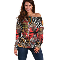 Beautiful African Women Ethnic Motifs Off Shoulder Sweater - Wonder Print Shop
