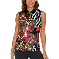 Beautiful African Women Ethnic Motifs Women Sleeveless Polo Shirt - Wonder Print Shop