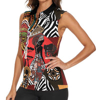 Beautiful African Women Ethnic Motifs Women Sleeveless Polo Shirt - Wonder Print Shop