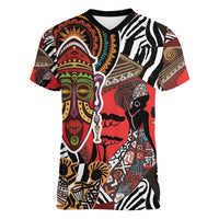 Beautiful African Women Ethnic Motifs Women V-Neck T-Shirt - Wonder Print Shop