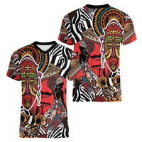 Beautiful African Women Ethnic Motifs Women V-Neck T-Shirt - Wonder Print Shop