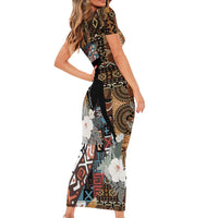 Beautiful Black Woman Family Matching Short Sleeve Bodycon Dress and Hawaiian Shirt African Tribal Pattern - Wonder Print Shop