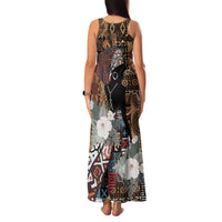 Beautiful Black Woman Family Matching Tank Maxi Dress and Hawaiian Shirt African Tribal Pattern - Wonder Print Shop