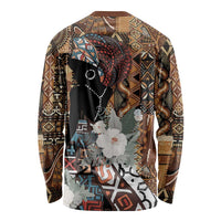 Beautiful Black Woman Long Sleeve Shirt African Tribal Pattern - Wonder Print Shop