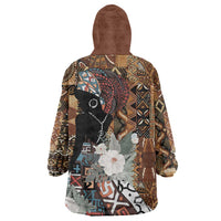 Beautiful Black Woman Wearable Blanket Hoodie African Tribal Pattern - Wonder Print Shop