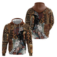 Beautiful Black Woman Zip Hoodie African Tribal Pattern - Wonder Print Shop