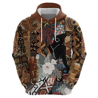 Beautiful Black Woman Zip Hoodie African Tribal Pattern - Wonder Print Shop