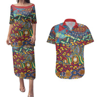 Traditional African Animal Skins Pattern Couples Matching Puletasi and Hawaiian Shirt LT9 - Wonder Print Shop