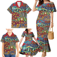 Traditional African Animal Skins Pattern Family Matching Mermaid Dress and Hawaiian Shirt LT9 - Wonder Print Shop