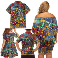 Traditional African Animal Skins Pattern Family Matching Off Shoulder Short Dress and Hawaiian Shirt LT9 - Wonder Print Shop