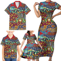 Traditional African Animal Skins Pattern Family Matching Short Sleeve Bodycon Dress and Hawaiian Shirt - Wonder Print Shop