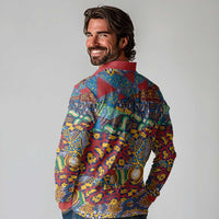 Traditional African Animal Skins Pattern Long Sleeve Polo Shirt - Wonder Print Shop